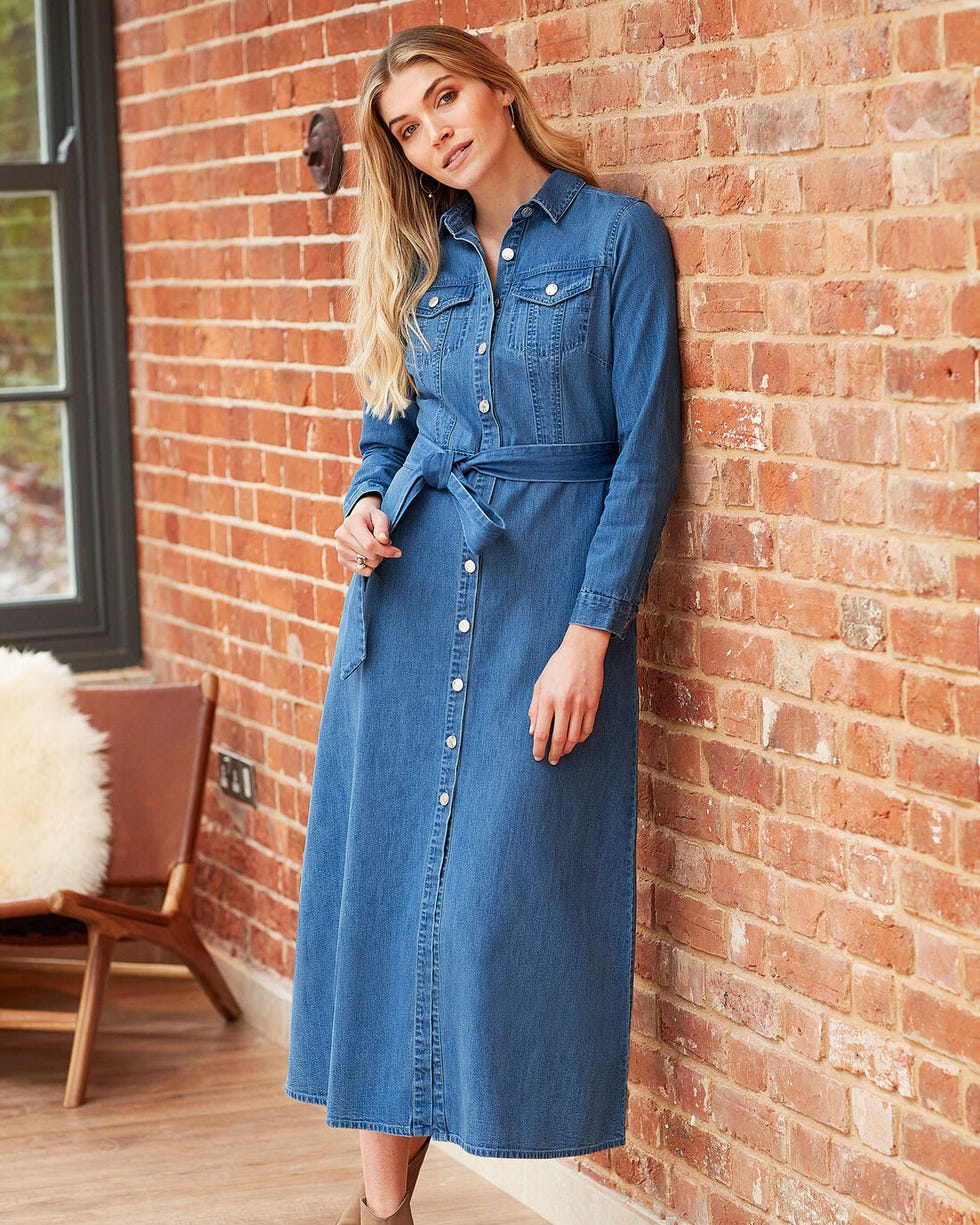 Prairie Denim Midi Dress