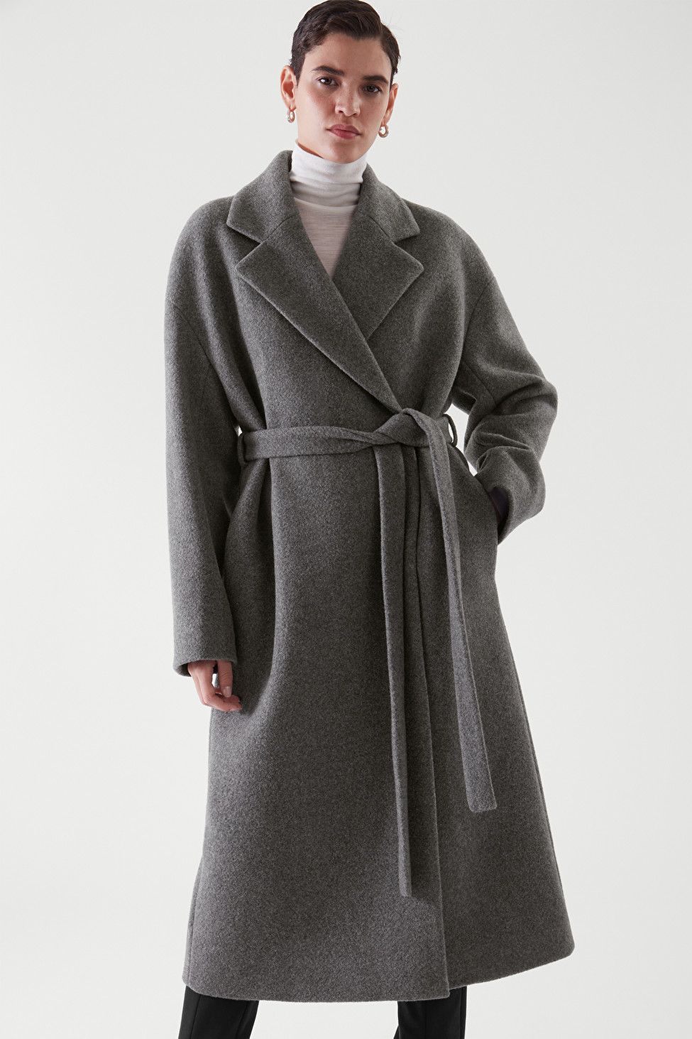 charcoal belted coat