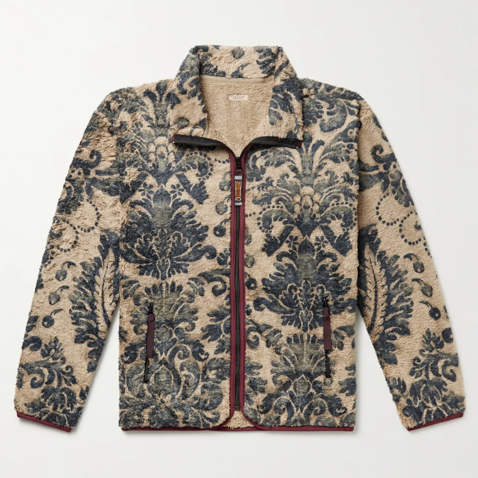 Jacquard-Trimmed Fleece Jacket