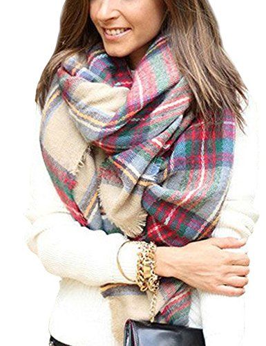  Womens Winter Plaid Infinity Scarf Tassel Thick Scarf Lattice  Graphic Soft Warm Fall Winter Leisure : Everything Else