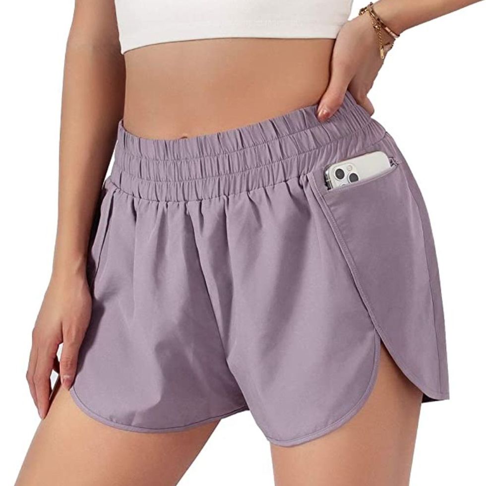 Running Shorts Womens 2 In 1 Flowy High Waist Shorts Athletic Yoga Gym  Shorts Skirt With Pockets Quick Dry Fitness