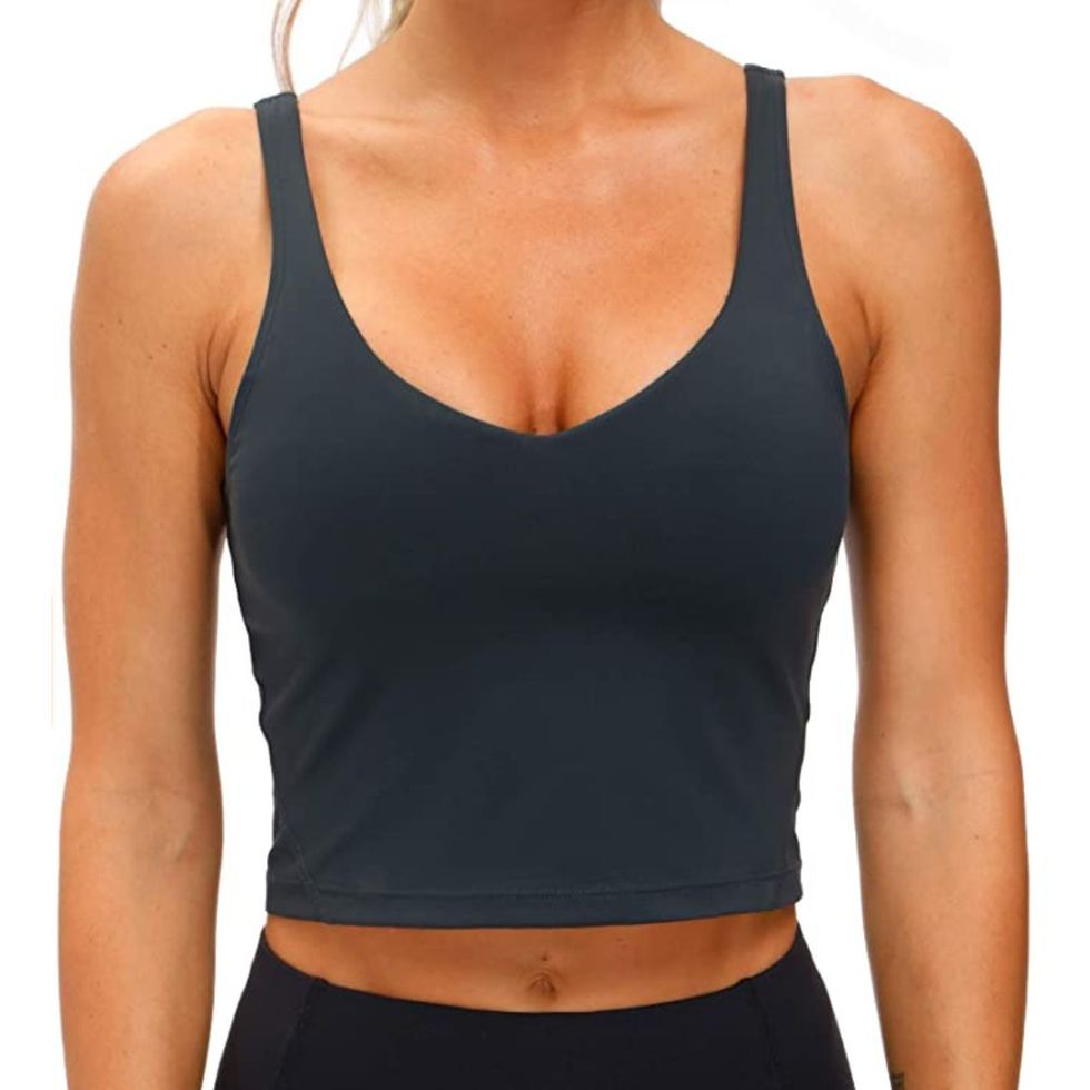 Buy THE GYM PEOPLE Women's Square Neck Longline Sports Bra Workout  Removable Padded Yoga Crop Tank Tops, Bright Pink, S at