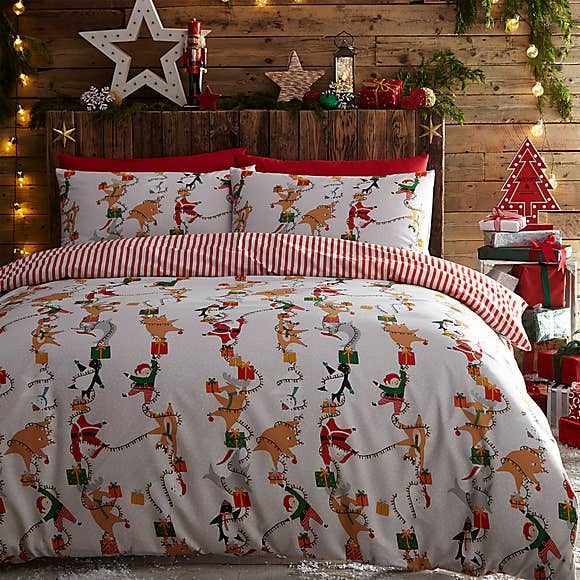 Christmas Winter Duvet Single/ Double/ King Santa Snowman kids bed Xmas Homeware