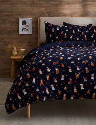 Brushed Cotton Santa Paws Bedding Set