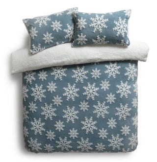 Argos Home Christmas Snowflake Fleece Bedding Set - Single