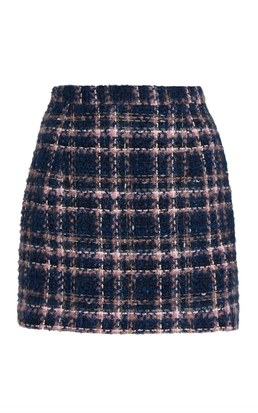 Checked Tweed Mini Skirt