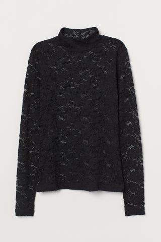 Lace Mock-Turtleneck Top