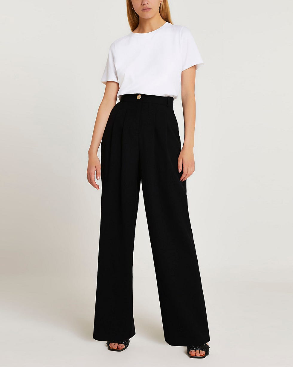 Black wide leg trousers