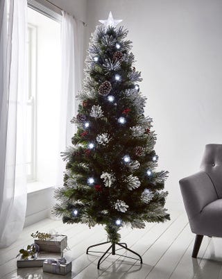 Snowtipped Fibre Optic Tree with Berries, Cones and LED's