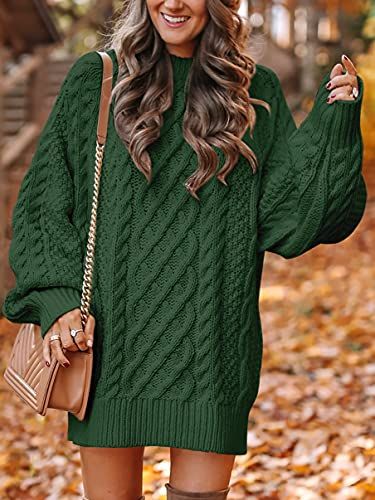 2023 Sweater Dress Elegant Long Chunky Sweater Cable Knit Sweater Women