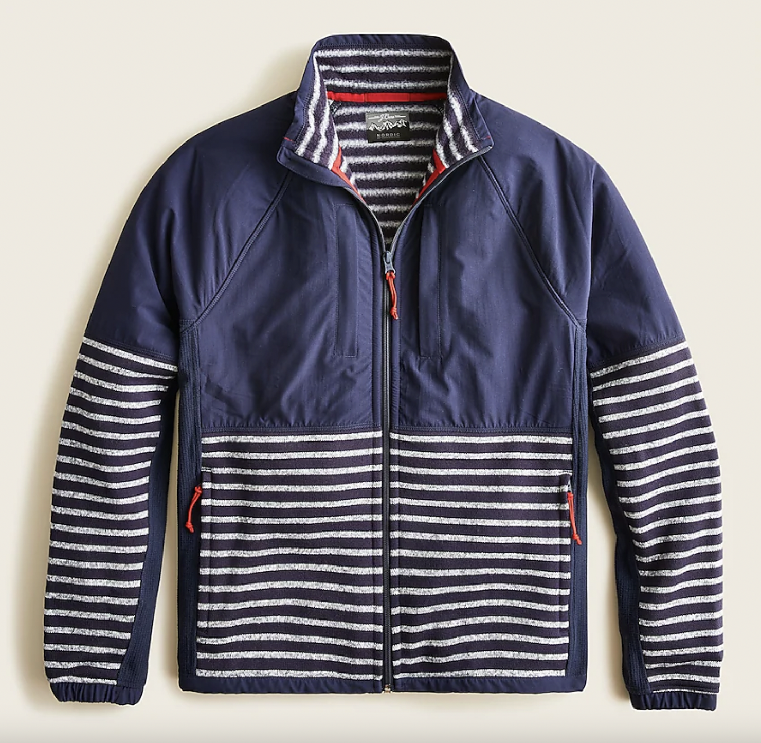 Full-zip sweater fleece jacket in stripe