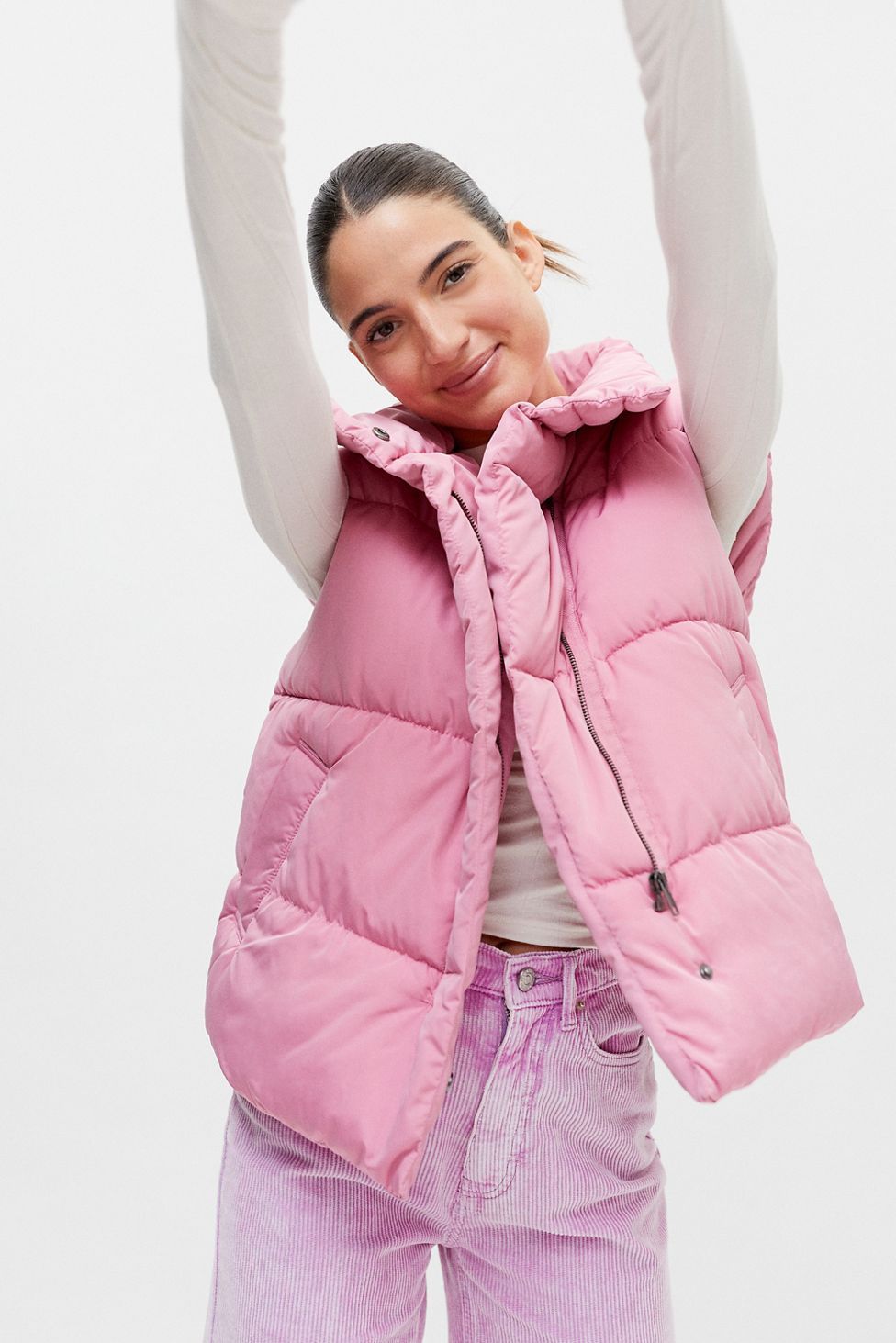 pink puffer vest