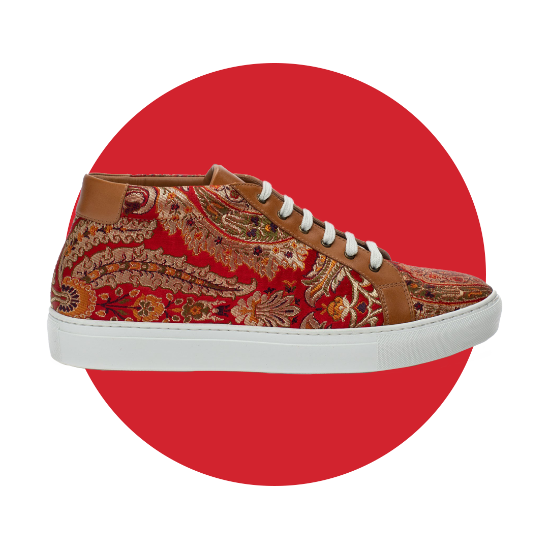 The Sneaker Mid in Red Paisley