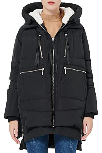 BLady Womens Slim Quilted Zipped Buttoned Hooded Layered Cotton Filled Parka 