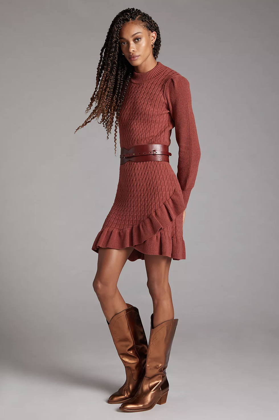 Turtleneck Drop Shoulder Sweater Dress Sweater Dresses for Women Knee  Length (Color : Black, Size : S.)