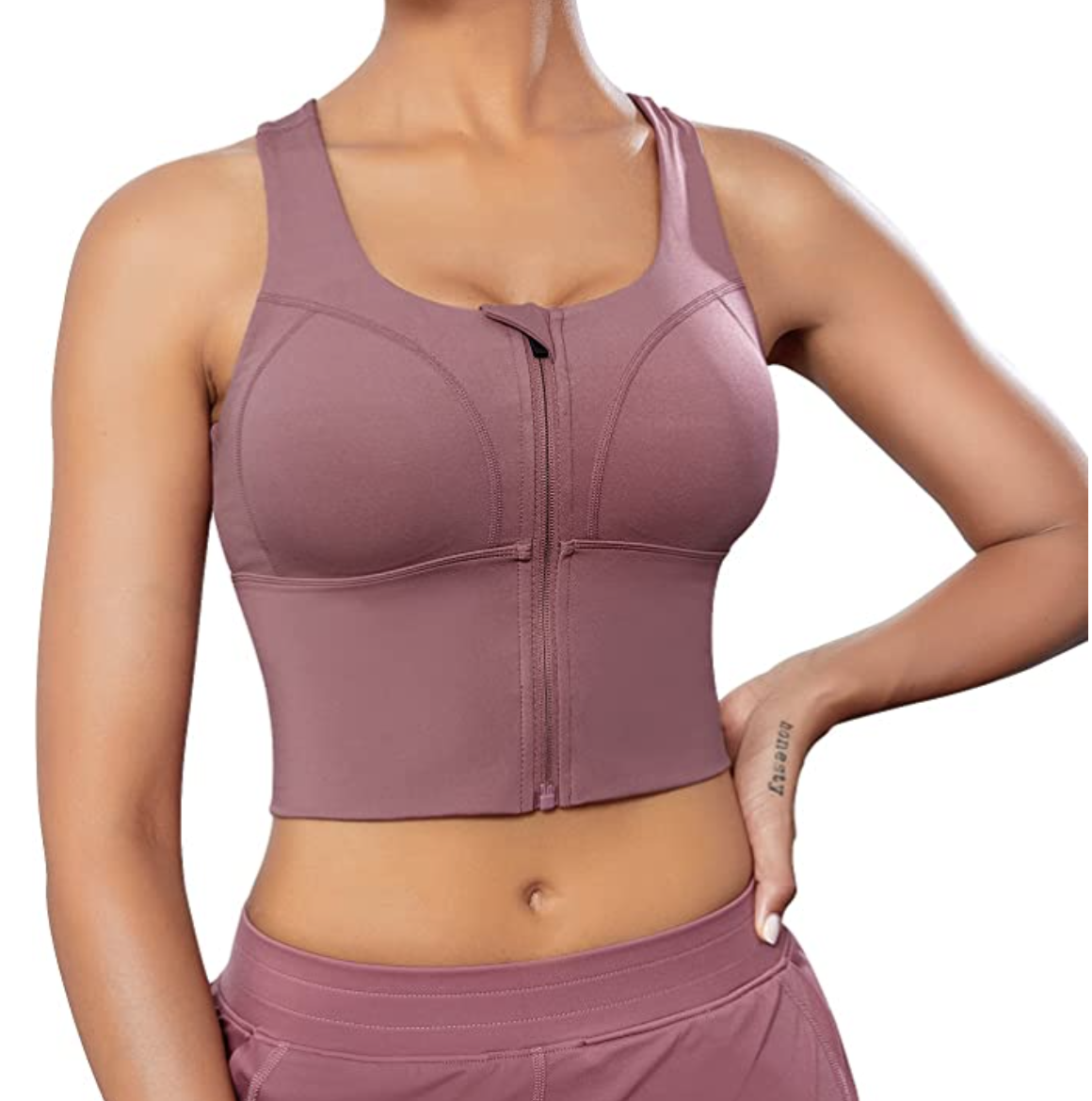 Longline Zip Front Sports Bra 