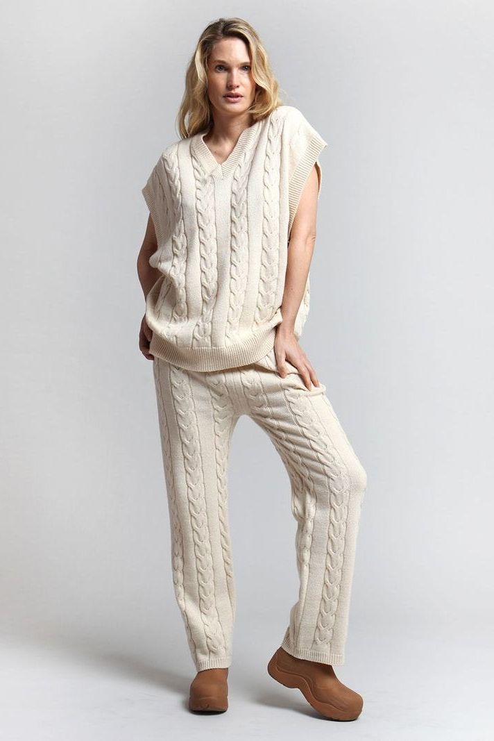 Jules Wool Blend Cable Knit Lounge Pants