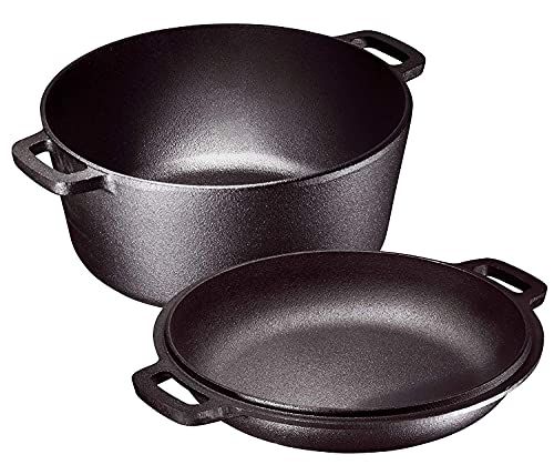 Bruntmor  3-In-1 Pre-Seasoned Cast Iron Rectangle Pan With With Reversible  