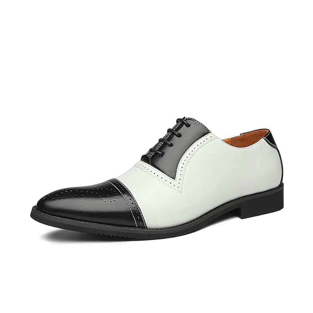 Zapatos Zapatos para hombre Oxford y con punto en ala Marco Vicci Negro & Blanco Cuero Hombre Zapatos de Vestir Oxford Zapatos Hombre 44/9,5/10 