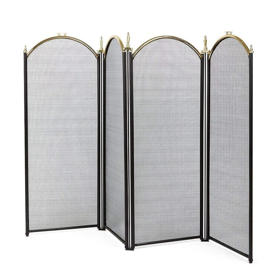 Large Wrought Iron & Gold Fireplace Screen