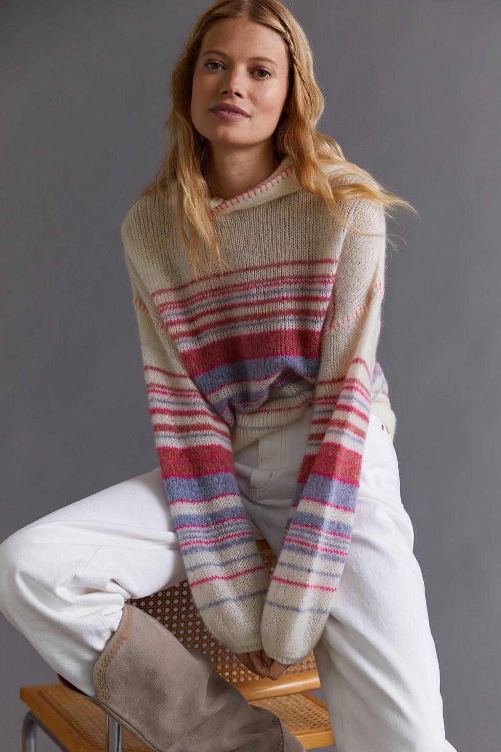 Sundry Striped Sweater Hoodie