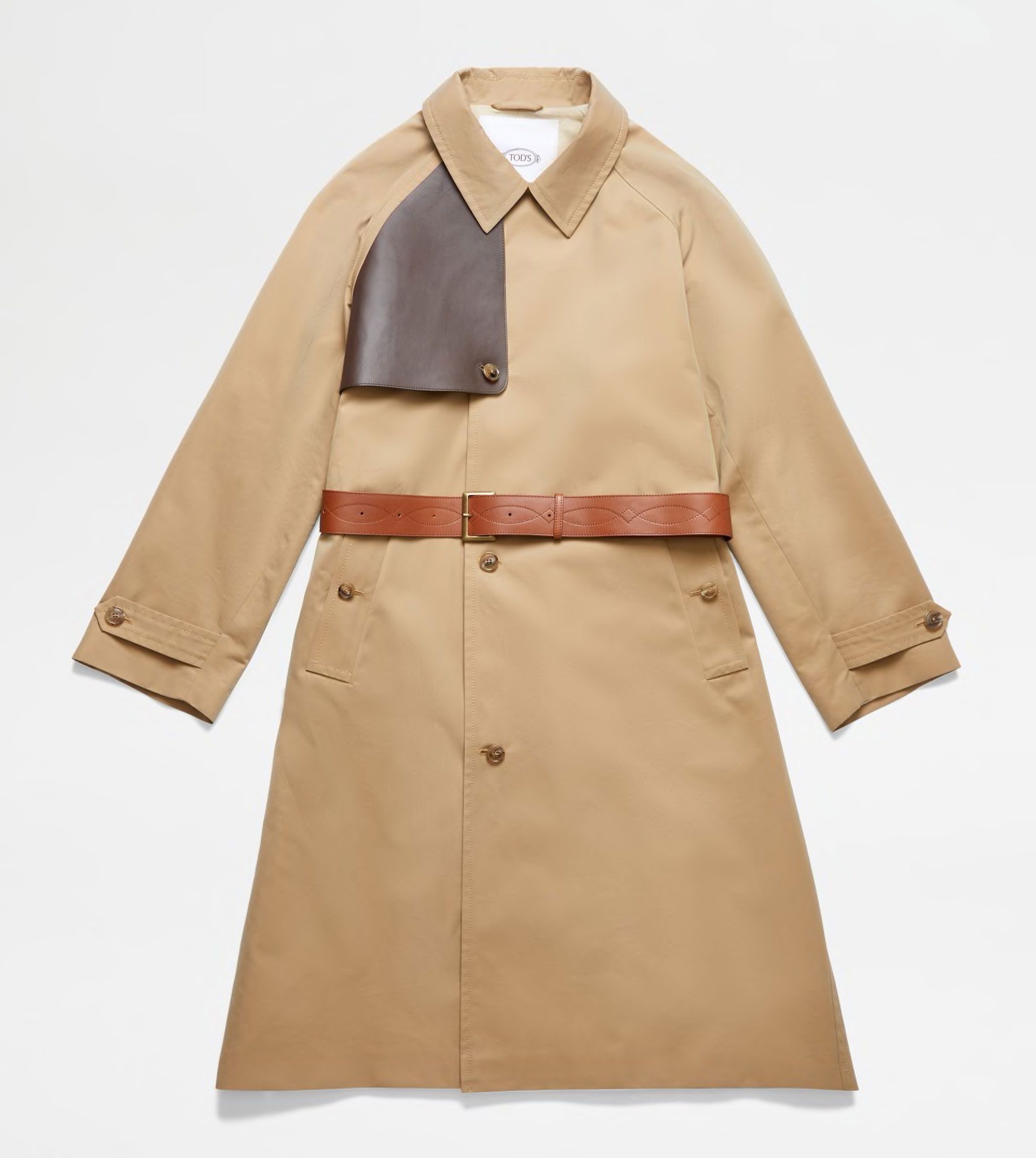 Trench Coat With Leather Inserts