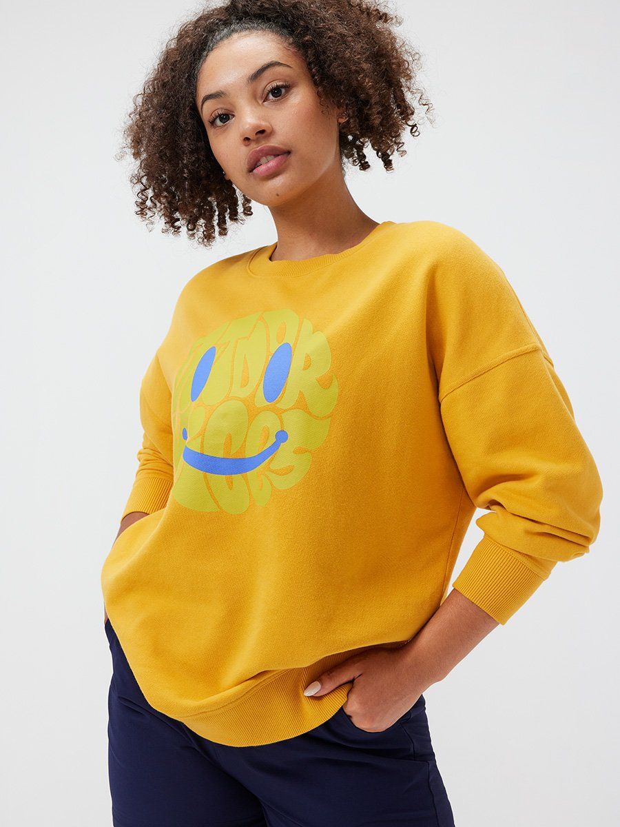 Trendy Sweatshirt Gift Box For Women Yellow Sweatshirt Valentine's Day Gift Oversized Coton Sweatshirt With Neon Orange Logo
