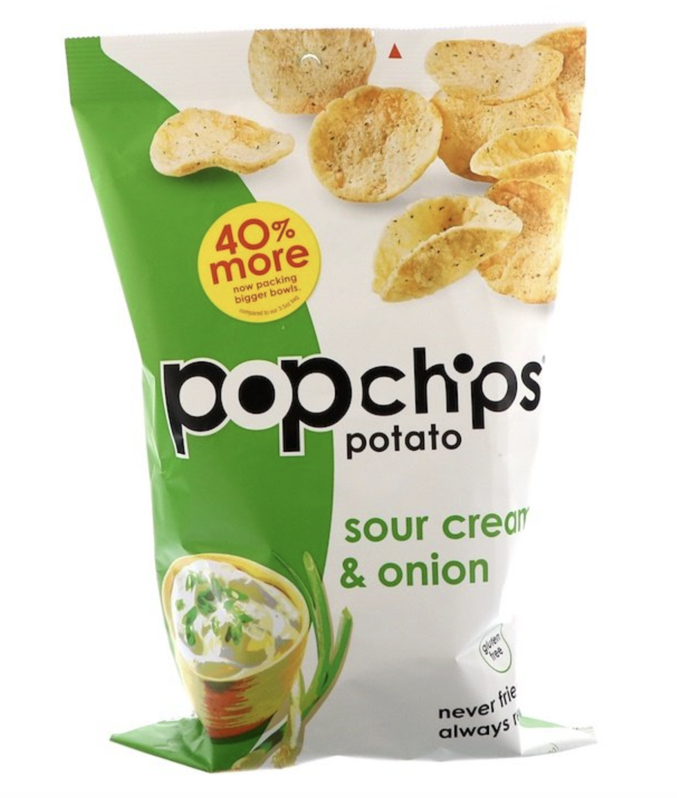 Popchips, ポテトチップス、サワークリーム＆オニオン