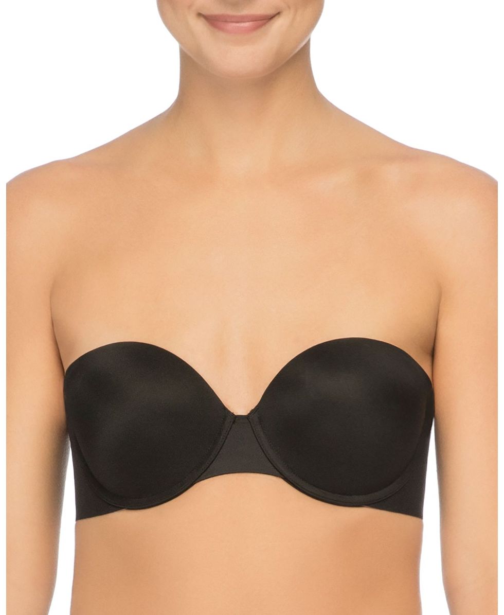 Black Trapped Lace Smooth Strapless Bra
