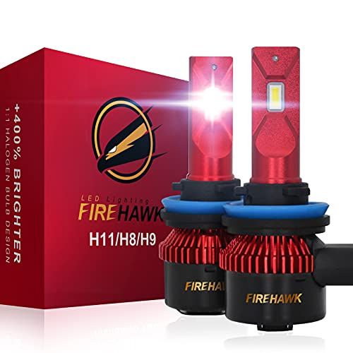 Firehawk 2021 New H11/H8/H9 LED Bulbs, 15000LM Japanese CSP, 400% Brightness, 200% Night Visibility, 6000K Cool White, Halogen Replacement Conversion Kit, Pack of 2