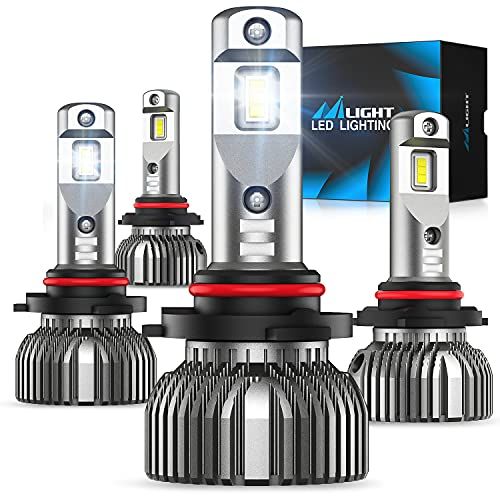 Nilight 9005/HB3 High Beam and 9006/HB4 Low Beam,70w 14000lm 9005 9006 LED Headlight Bulbs 6500k 9005 9006 LED Bulb Cool White IP67