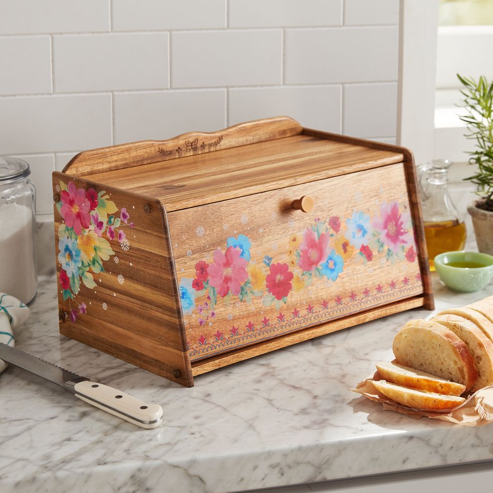The Pioneer Woman Brown Acacia Bread Box