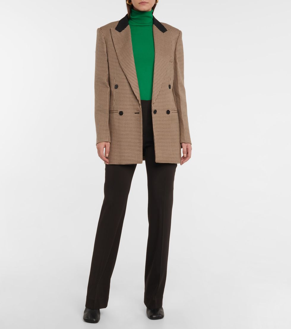 格紋西裝外套推薦3：Stella McCartney褐色千鳥格紋西裝外套