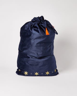 Blue Velvet Star Christmas Sack