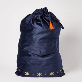 Blue Velvet Star Christmas Sack Blue Velvet Star Christmas Sack