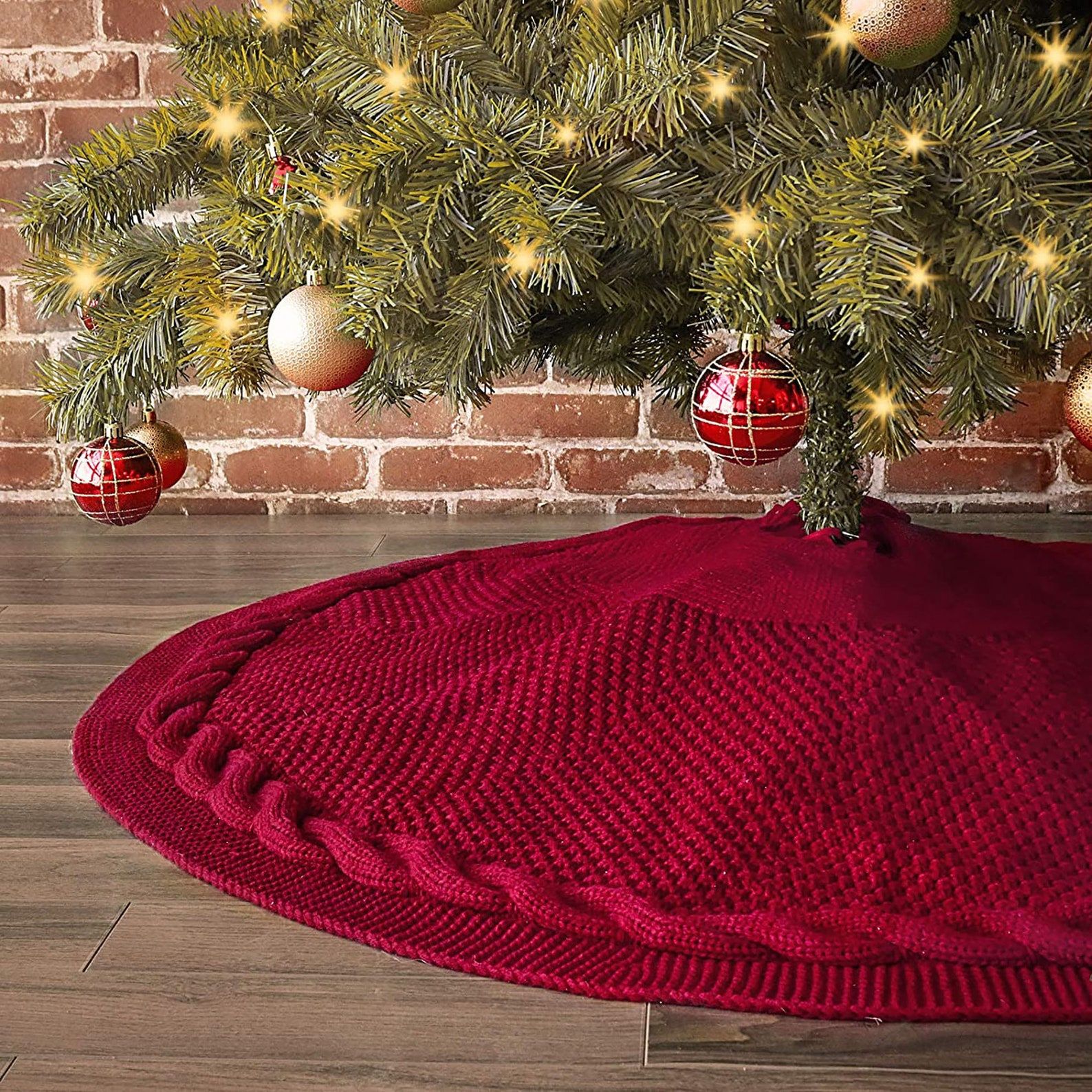 Holiday Christmas Knit Mini Tree Skirt Party Time Holiday Time Pink Color New 