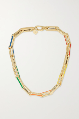 Large 14-karat gold and enamel necklace