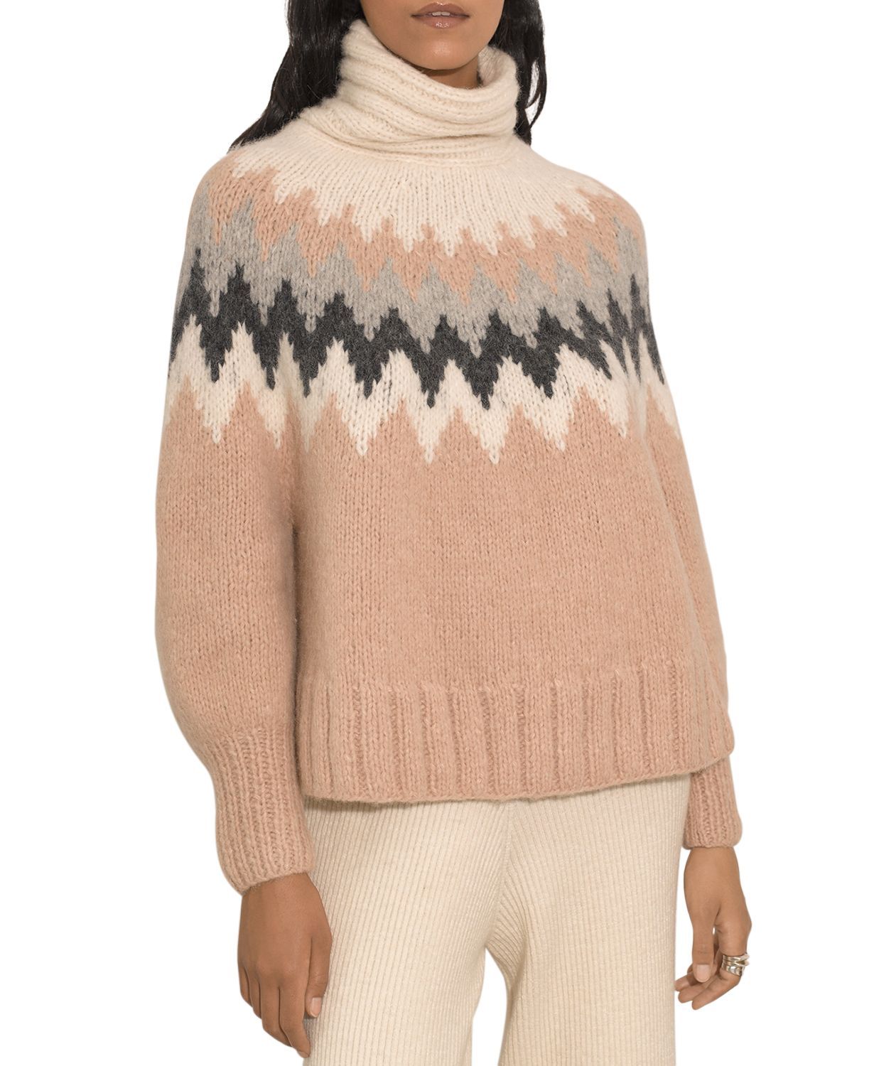 Magnea Zigzag Striped Mock Neck Sweater