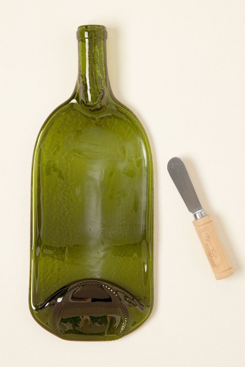 Recycled Wine Bottle Platter with Spreader 