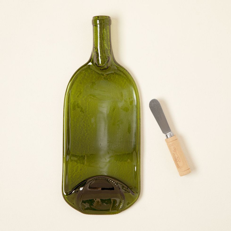 Recycled Wine Bottle Platter with Spreader