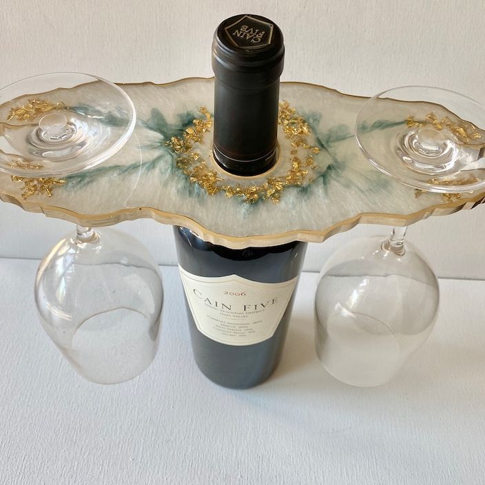 Geode Resin Wine or Champagne Butler Caddy