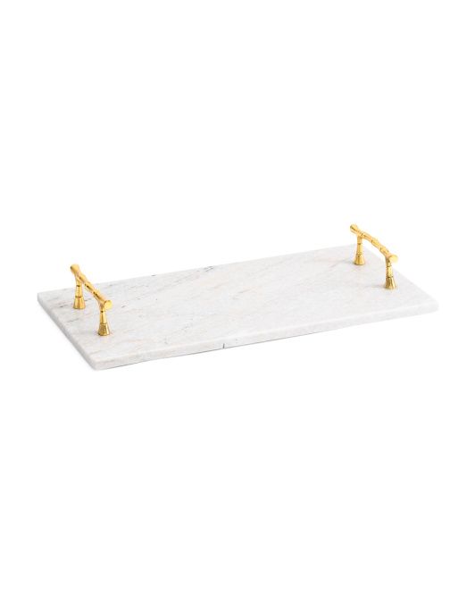Marble Tray With Brass Handles