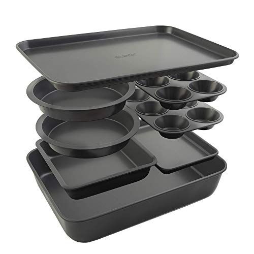  Calphalon Nonstick Bakeware Set, 6-Piece Set Includes Cookie  Sheet, Cake, Brownie, Loaf, and Muffin Pans, Dishwasher Safe, Silver: Home  & Kitchen