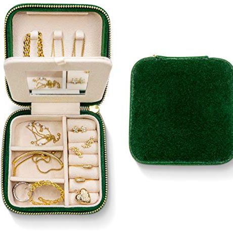 Plush Velvet Travel Jewelry Box Organizer
