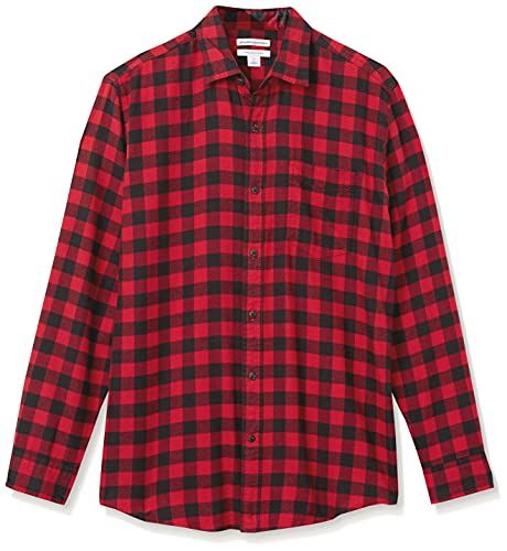Amazon Essentials Red Buffalo Plaid Flannel Shirt