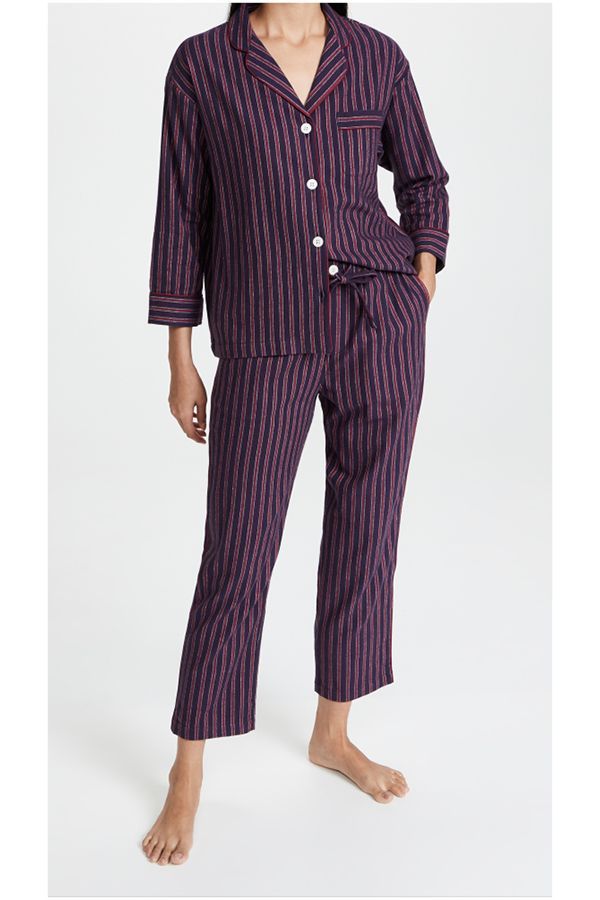Brand Mae Womens Sleepwear Cozy Flannel Notch Collar Sleep Shirt
