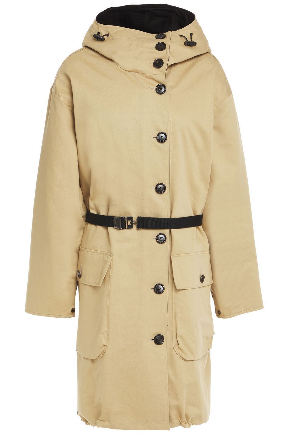 Cotton and linen-blend gabardine hooded coat