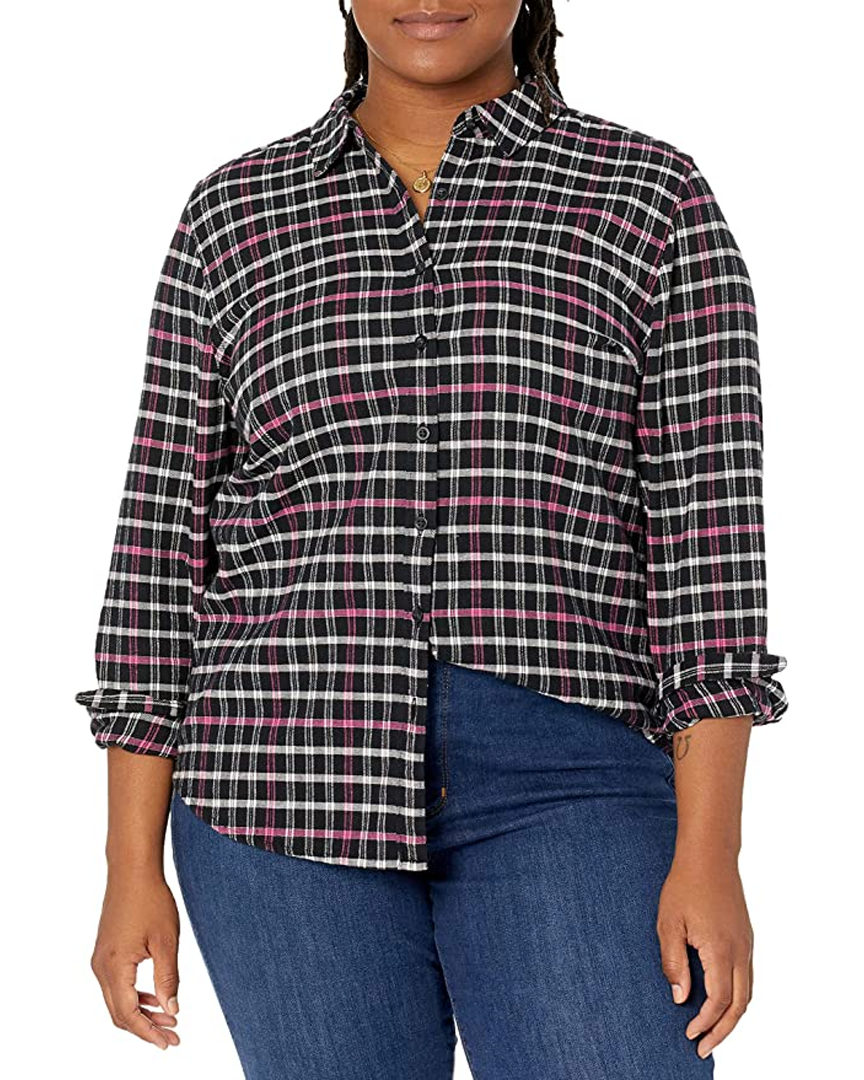 Essentials Women's Denim Oversize Two-Pocket Tunic Shirt (Previously  Goodthreads)