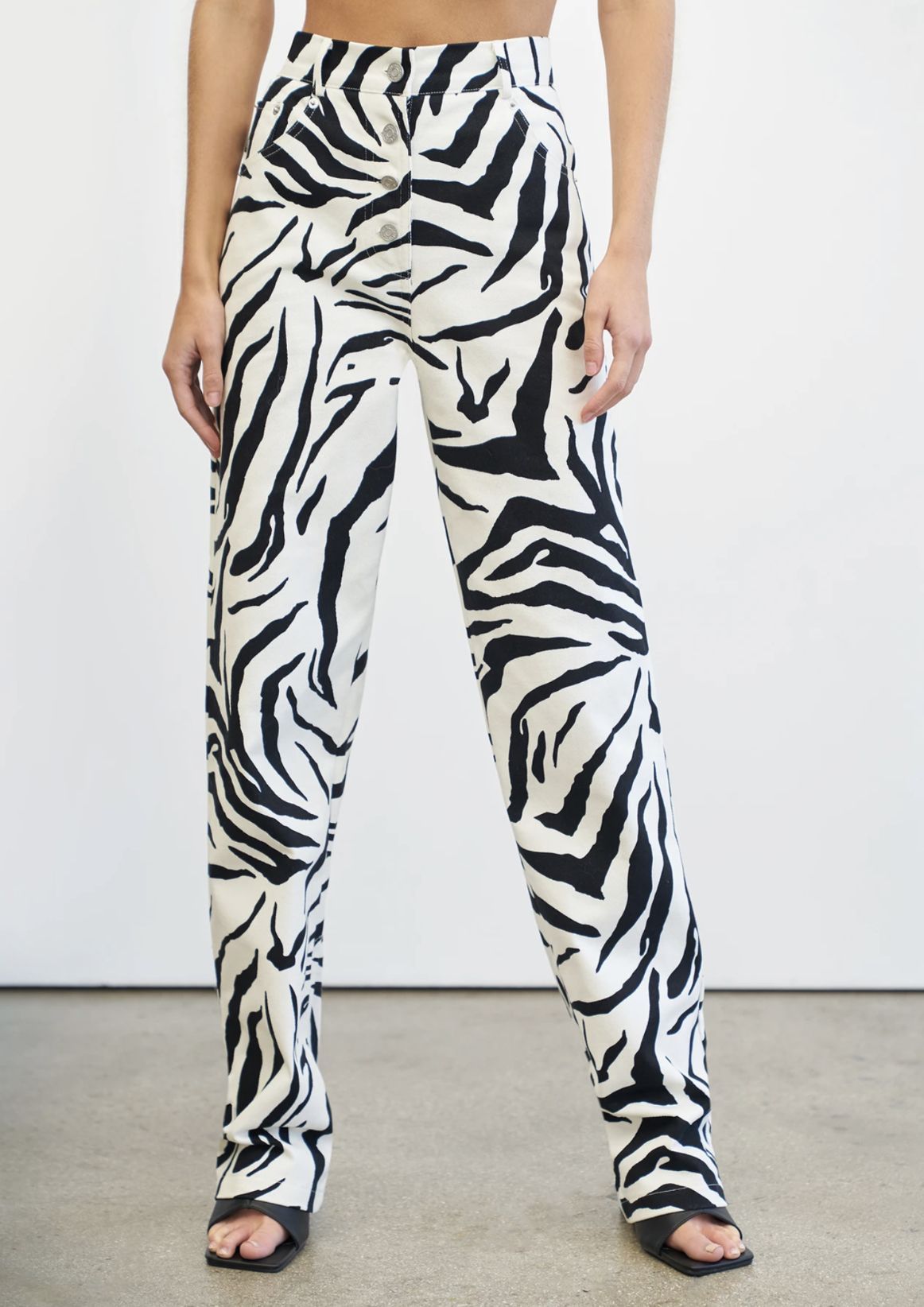 Romee Printed Denim Pants Zebra