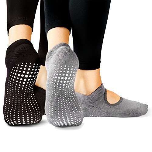 toesox Bellarina - Calcetines de agarre de media punta para mujer,  calcetines antideslizantes para pilates, calcetines de yoga con agarres,  calcetines
